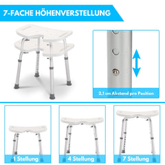 Hengda Duschhocker Duschstuhl für senioren, Höhenverstellbar Duschsitz, Duschhilfe rutschfest bis 136 kg, Hocker für Dusche, Badsitz