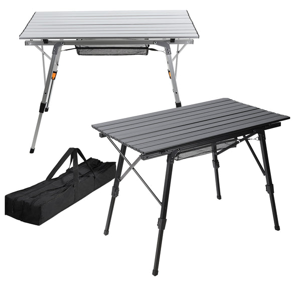 Hengda Campingtisch Klapptisch Höhenverstellbar, Campingtisch Klappbar, Camping Tisch mit Aufrollbarer Tischplatte und Tragetasche, Aluminiumrahmen
