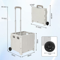 Hengda Einkaufstrolley Klappbar, Transport Trolley, mit neigbarer Teleskopgriff & Deckel 45L/50L