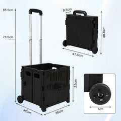 Hengda Einkaufstrolley Klappbar, Transport Trolley, mit neigbarer Teleskopgriff & Deckel 45L/50L