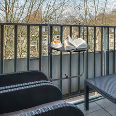 Balkontisch klappbar Hängetisch, klapptisch Balkongeländer, 3-Fach höhenverstellbarer balkontisch zum einhängen, 60 x 40 cm Halbrund Balkontisch klappbar Schwarz