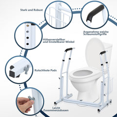 Hengda Mobile Toiletten Aufstehhilfe, Toilettengestell mit Ablagekorb, Höhenverstellbar WC Stützgestell, Toilettenstützgestell für Senioren, Deaktiviert, Schwangere