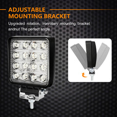Hengda 48W LED Arbeitsscheinwerfer, IP67 Wasserdicht Rechteck Zusatzscheinwerfer, 12V 6500K LED Scheinwerfer, Rückfahrscheinwerfer