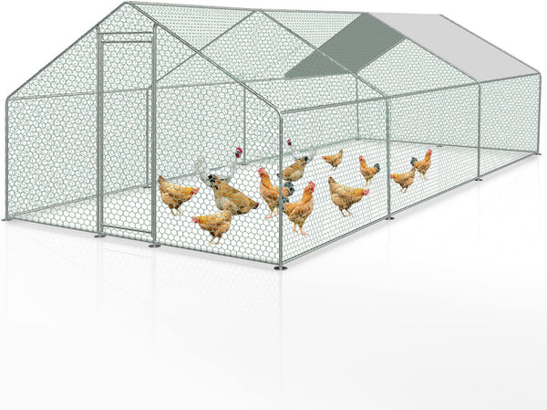 Hengda Hühnerstall Freilaufgehege 3 x 6 x 2 m, Stahl Verzinkt Kleintierstall Freilauf Vogelkäfig Hühnerkäfig mit Schloss