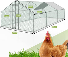 Hengda Hühnerstall Freilaufgehege 3 x 6 x 2 m, Stahl Verzinkt Kleintierstall Freilauf Vogelkäfig Hühnerkäfig mit Schloss