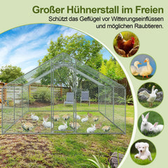 Hengda Hühnerstall Freilaufgehege 3 x 6 x 2 m, Stahl Verzinkt Kleintierstall Freilauf Vogelkäfig Hühnerkäfig mit Schloss