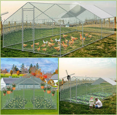 Hengda Hühnerstall Freilaufgehege 3 x 6 x 2 m, Stahl Verzinkt Kleintierstall Freilauf Vogelkäfig Hühnerkäfig mit Schloss