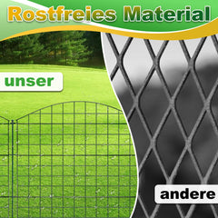 Hengda Teichzaun Gartenzaun Steckzaun, Zaunelemente metall Gitterzaun Set ür den Garten, Freigehege