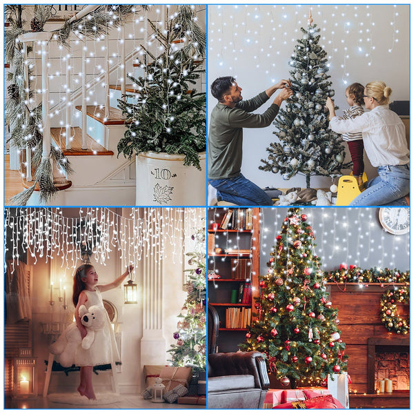 hengda Solar Eisregen Lichterkette mit Fernbedienung 5m-15m