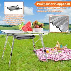 Hengda Campingtisch Klapptisch Höhenverstellbar, Campingtisch Klappbar, Camping Tisch mit Aufrollbarer Tischplatte und Tragetasche, Aluminiumrahmen