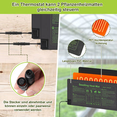 Hengda Heizmatte Pflanzen mit Thermostat, Wärmematte, IP67 Wasserdicht, 27W/55W