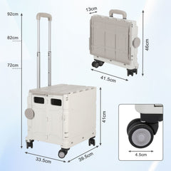 Hengda Einkaufstrolley Klappbar, Transport Trolley, mit neigbarer Teleskopgriff & Deckel 45L/50L