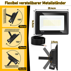 Hengda LED Strahler Außen Dimmbar, LED Fluter 3000K/4000K/6500K, IP66 Wasserdicht Scheinwerfer (kein Stecker)