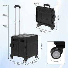 Hengda Einkaufstrolley Klappbar, Transport Trolley, mit neigbarer Teleskopgriff & Deckel 45L/50L