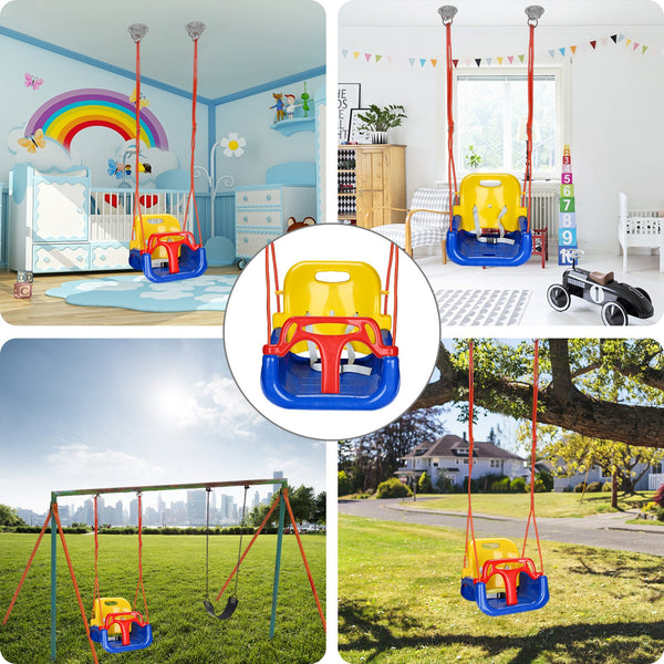 Hengda Kinderschaukel, Babyschaukel, Spielplatz Schaukel, Outdoor abnehmbare Freien Schaukelsitz Kinder mit Rueckenlehne und Anschnallgurt 3 in 1