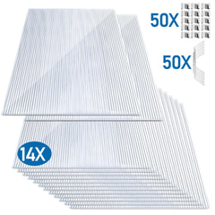 Hengda 14x Polycarbonat Hohlkammerstegplatte Doppelstegplatte UV-beständigen Stegplatte Gewächshausplatte Für Gewächshaus Gartenbau Carports 60.5 x 121cm, 4mm | 10,25 m², Transparent