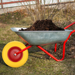 Hengda Schubkarrenrad PU Vollgummi Reifen mit Achse 4.80 4.00-8 Ø 390mm Gummirad, pannensicher, bis 200 kg