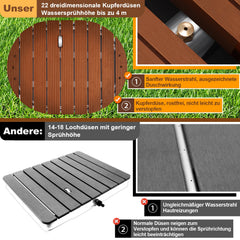 Hengda Bodendusche Gartendusche, Außendusche aus WPC und Aluminium, mit einstellbar Fußrad Bis 4m Fontänenhöhe, rutschfeste Wetterfest Aussendusche mit 22 Kupferdüsen