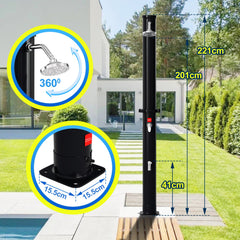Hengda Solardusche 20/35/40 Liter Solar Gartendusche Inkl. Schutzhaube und 180° Regenduschkopf, bis 60°C, 50 PSI Wasserdruck, ohne Stromanschluss, für den Garten Urlaub und Camping