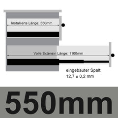 Hengda Schubladenschienen 250 - 550 mm, Schubladen  Schienensystem mit Selbsteinzug, Teleskopschiene vollauszug Schubladenauszüg, Kugelführung, Tragkraft 35 Kg