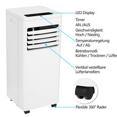 Hengda 7000 BTU R290 Klimagerät Luftentfeuchter Eco Silent Mobile Klimaanlage Aircooler