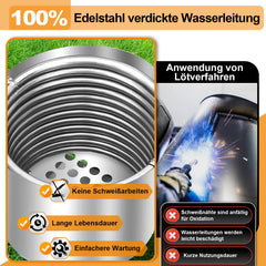 Hengda Poolheizung mit Feuer und Heizspirale, mit Feuerfestmatten und Tablett, Poolheizung Feuertonne, 100% rostfreier Edelstahl Schwimmbadheizung Ø 36/38 mm Anschlüsse