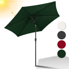 Hengda Sonnenschirm 270 cm Gartenschirm knickbar, Strandschirm strand Neigungswinkel und Höhe verstellbar, beidseitig um 30° Kippbar, ohne Ständer