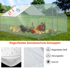 Hengda verzinkter Stahlrahmen mit PE-Schattendach, Kaninchenhaus, Geflügelkäfig, Tierzaun