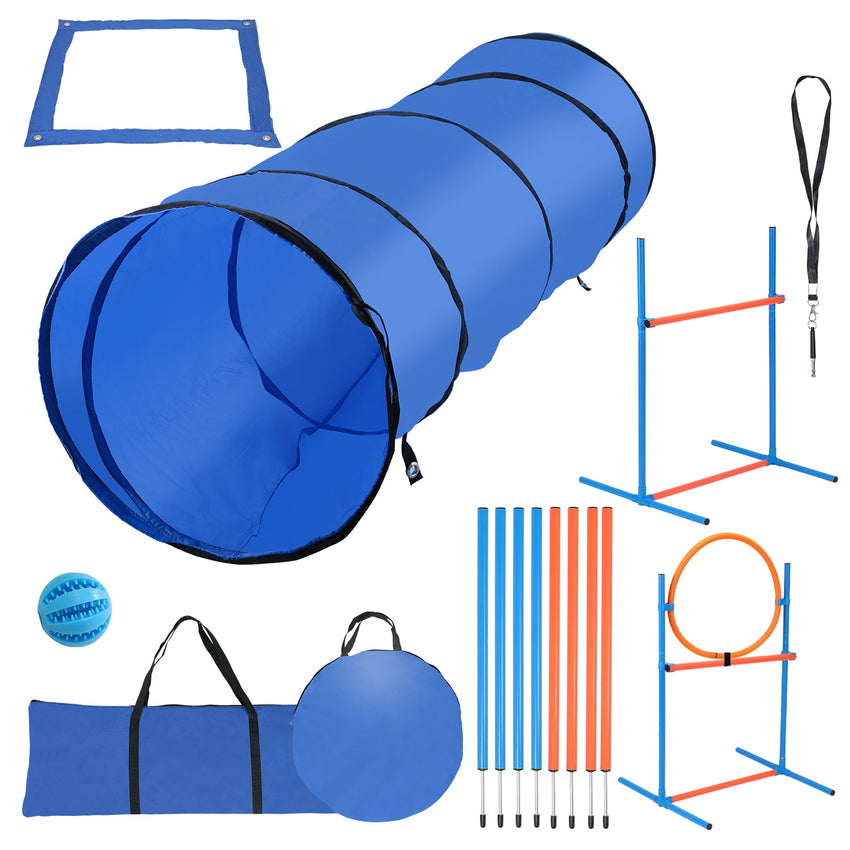 Hengda Agility Set Hunde groß, 5-teiliges Set Hundetraining zubehör Agility Hürde, Slalom, Agility Hürde, Sprungring & Hundetunnel