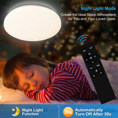 Hengda 24W Led Deckenleuchte Dimmbar, Sternenhimmel Deckenlampe, mit Fernbedienung, 2160LM, 2700-6500K, IP44