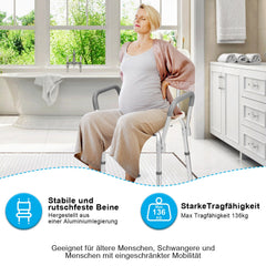Hengda Duschhocker für Senioren Duschstuhl mit Armlehnen und Rückenlehne Badezimmerhocker bis 136kg Badhocker Höhenverstellbar Badhocker für die Dusche