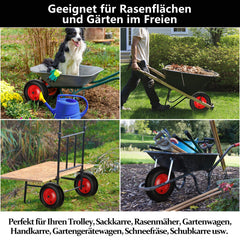 Hengda Schubkarrenrad, 4.80/4.00-8 - 200 kg Tragkraft, Gummirad mit Achse & Kugellager, Ø 390 95mm Ersatzrad Luftreifen für Gartenkarren