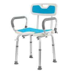 Hengda Duschstuhl mit abnehmbaren Armen und Rückenlehne, Duschhocker für senioren, Höhenverstellbar 56-69cm, bis 136 kg belastbar