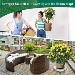 Hengda Pflanzenroller rund mit Handschuhen, Ø 38cm bis 52cm, Blumentopf Rolluntersetzer mit Rollen Blumenroller