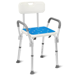 Hengda Duschhocker für Senioren Duschstuhl mit Armlehnen und Rückenlehne Badezimmerhocker bis 136kg Badhocker Höhenverstellbar Badhocker für die Dusche