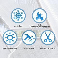 Hengda 14x Polycarbonat Hohlkammerstegplatte Doppelstegplatte UV-beständigen Stegplatte Gewächshausplatte Für Gewächshaus Gartenbau Carports 60.5 x 121cm, 4mm | 10,25 m², Transparent
