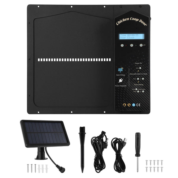 Hengda Automatische Hühnerklappe Solar, Einklemmschutz, IP65 Wasserdicht, Automatische Hühnertür