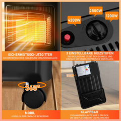 Hengda 4200W Gasheizofen, Faltbar Gasheizer, Gasheizung
