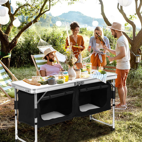 Hengda Campingküche Küchenbox Zwei Desktops Windschutz Alu Spritzschutz Faltschrank