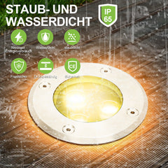Hengda Bodeneinbaustrahler Aussen  Warmweiß Runde Bodenstrahler, 3W IP67 WasserdichtBodenleuchte aus Edelstahl für [Energieklasse G]
