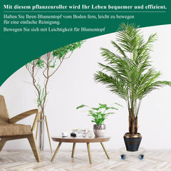 Hengda Pflanzenroller rund mit Handschuhen, Ø 38cm bis 52cm, Blumentopf Rolluntersetzer mit Rollen Blumenroller