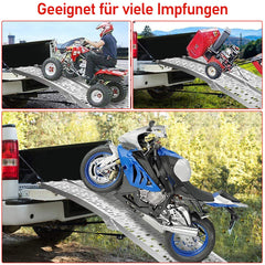 Hengda Auffahrrampe 400kg Verladeschiene Verzinkter Stahl Antirutsch Verladerampe für Motorrad Rasentraktor Auto