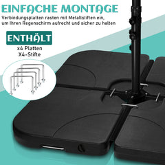 Hengda Sonnenschirmständer Schirmständer Ständer Schirmhalter 4er-Set Quad für für Ampelschirm befüllbar