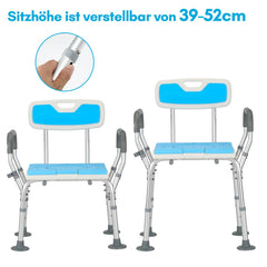 Hengda 3 in 1 Duschhocker & Toilettenstuhl für Senioren, 36-52cm Höhenverstellbar Toilettensicherheits,Rahmen erhöhter Toilettensitz Badhocker für Erwachsene