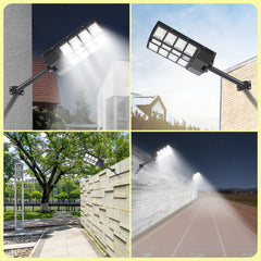 Hengda 300W/400W Straßenlampe Solar Straßenlaternen mit Fernbedienung Strassenlaterne LED Außen Wasserdichtes Solar Flutlichter 6500k Kaltesweiß IP67 Wasserdicht Solarlampen Outdoor Hof Garage [Energieklasse F]