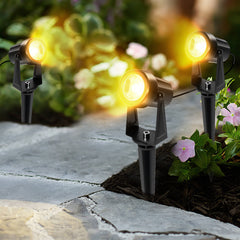Hengda LED Gartenbeleuchtung mit Erdspieß, 6er Set Gartenstrahler Warmweiß, Gartenleuchte IP65 Wasserdicht, Gartenlampe Wegbeleuchtung mit Stecker
