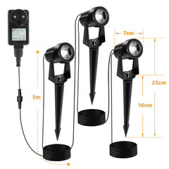 Hengda LED Gartenbeleuchtung mit Erdspieß, 6er Set Gartenstrahler Warmweiß, Gartenleuchte IP65 Wasserdicht, Gartenlampe Wegbeleuchtung mit Stecker