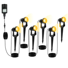 Hengda LED Gartenbeleuchtung mit Erdspieß, 6er Set Gartenstrahler Warmweiß, Gartenleuchte IP65 Wasserdicht, Gartenlampe Wegbeleuchtung mit Stecker