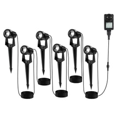 Hengda LED Gartenbeleuchtung mit Erdspieß, 6er Set Gartenstrahler Warmweiß, Gartenleuchte IP65 Wasserdicht, Gartenlampe Wegbeleuchtung mit Stecker