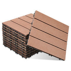 WPC Terrassenfliesen, 30x30 cm/30x60 cm Balkon Bodenfliese, Gartenfliesen mit Klick-System, Terrassendielen Balkonfliesen Klickfliesen, Anthrazit, Braun